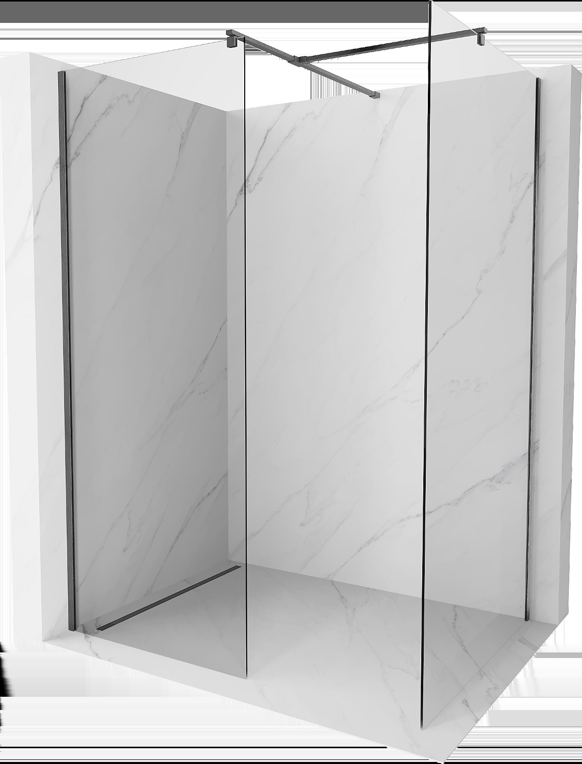 Mexen Kioto sprchová stěna Walk-in 150 x 90 cm, transparentní, kartáčovaná gun gray - 800-150-202-66-00-090