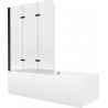 Mexen Cube obdélníková vana 180 x 80 cm s pláštěm a 3-křídlovou zástěnou 120 cm, Průhledné, Černá - 550518080X9012037000