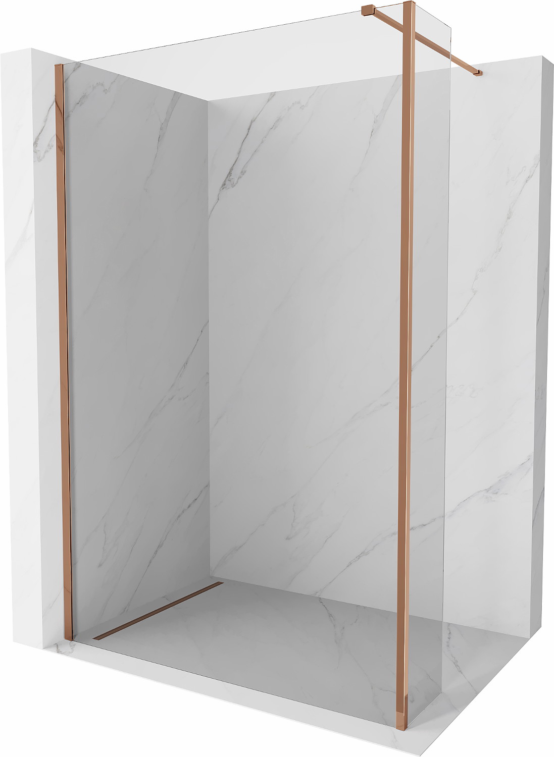 Mexen Kioto sprchová stěna Walk-in 105 x 30 cm, transparentní, růžové zlato - 800-105-212-60-00-030