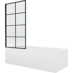 Mexen Vega obdélníková vana 150 x 70 cm s pláštěm 1-křídlovou zástěnou 80 cm, Černý vzor - 550115070X9308017077