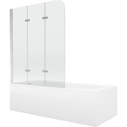 Mexen Vega obdélníková vana 180 x 80 cm s pláštěm a 3-křídlovou zástěnou 120 cm, Průhledné, Chromovaná - 550118080X9012030100