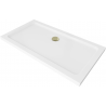 Mexen Flat obdélníková vanička do sprchového koutu slim 130 x 70 cm, Bílá, sifon Zlatá - 40107013G