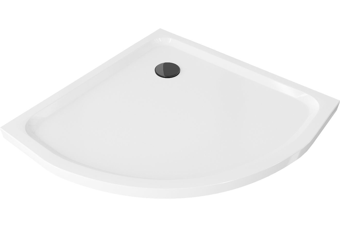 Mexen Flat polokulatá vanička do sprchového koutu slim 90 x 90 cm, Bílá, sifon Černá - 41109090B