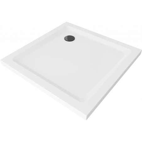 Mexen Flat čtvercová vanička do sprchového kout slim 90 x 90 cm, Bílá, sifon Černá - 40109090B