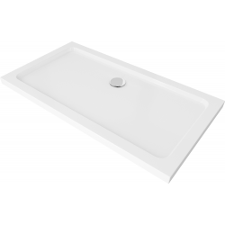 Mexen Flat obdélníková vanička do sprchového koutu slim 130 x 70 cm, Bílá, sifon Chromovaná - 40107013