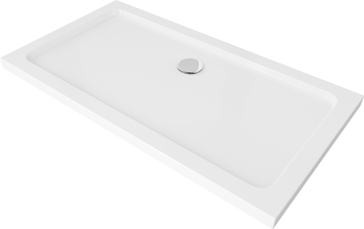Mexen Flat obdélníková vanička do sprchového koutu slim 140 x 70 cm, Bílá , sifon Chromovaná - 40107014
