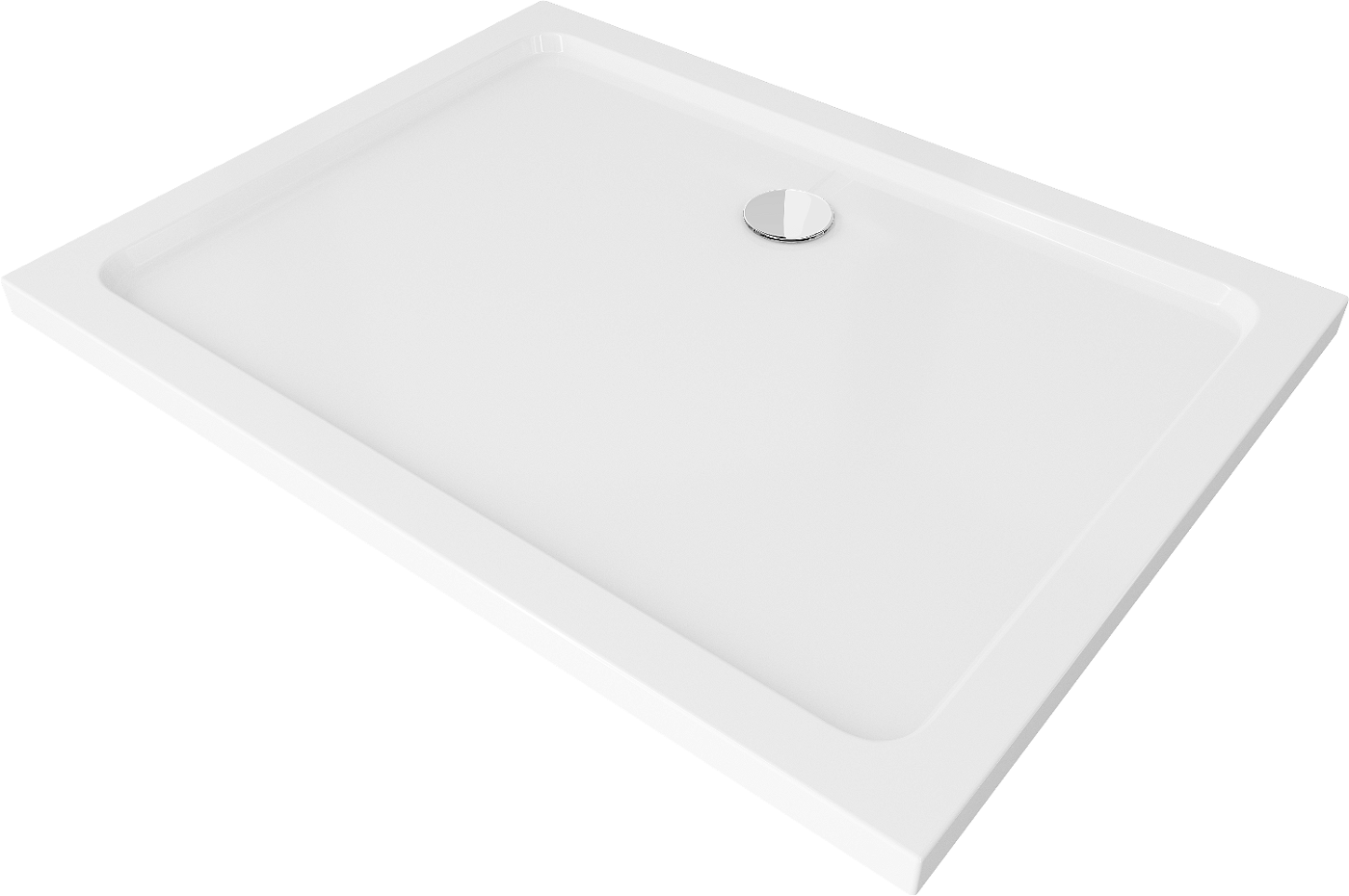 Mexen Flat obdélníková vanička do sprchového koutu slim 110 x 100 cm, Bílá, sifon Chromovaná - 40101011
