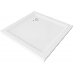 Mexen Flat čtvercová vanička do sprchového kout slim 70 x 70 cm, Bílá, sifon Chromovaná - 40107070