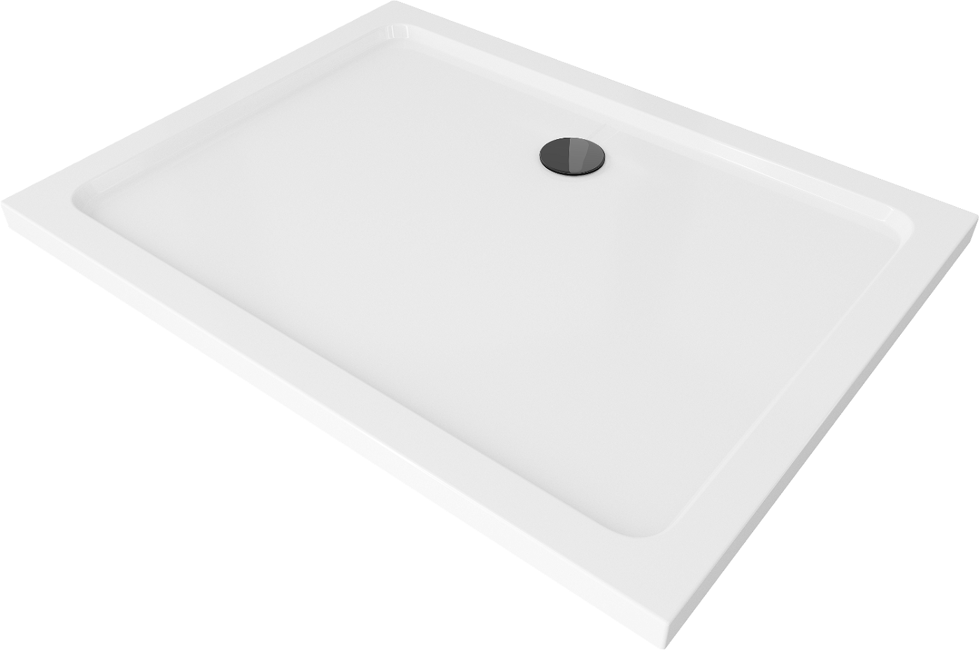 Mexen Flat obdélníková vanička do sprchového koutu slim 90 x 70 cm, Bílá, sifon Černá - 40107090B