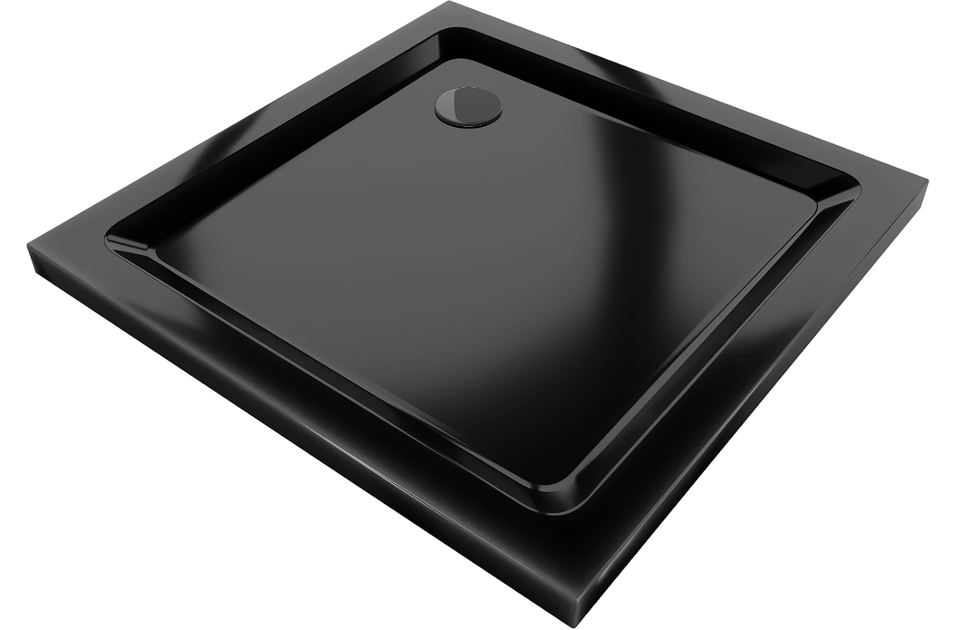 Mexen Flat čtvercová vanička do sprchového kout slim 70 x 70 cm, Černá, sifon Černá - 40707070B