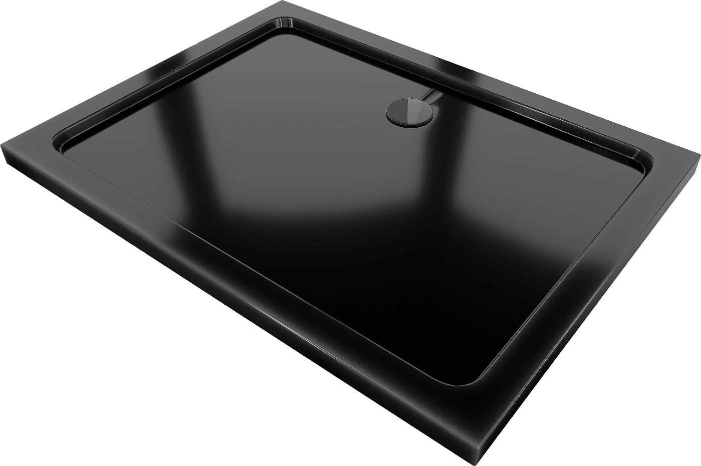 Mexen Flat obdélníková vanička do sprchového koutu slim 110 x 70 cm, Černá, sifon Černá - 40707011B