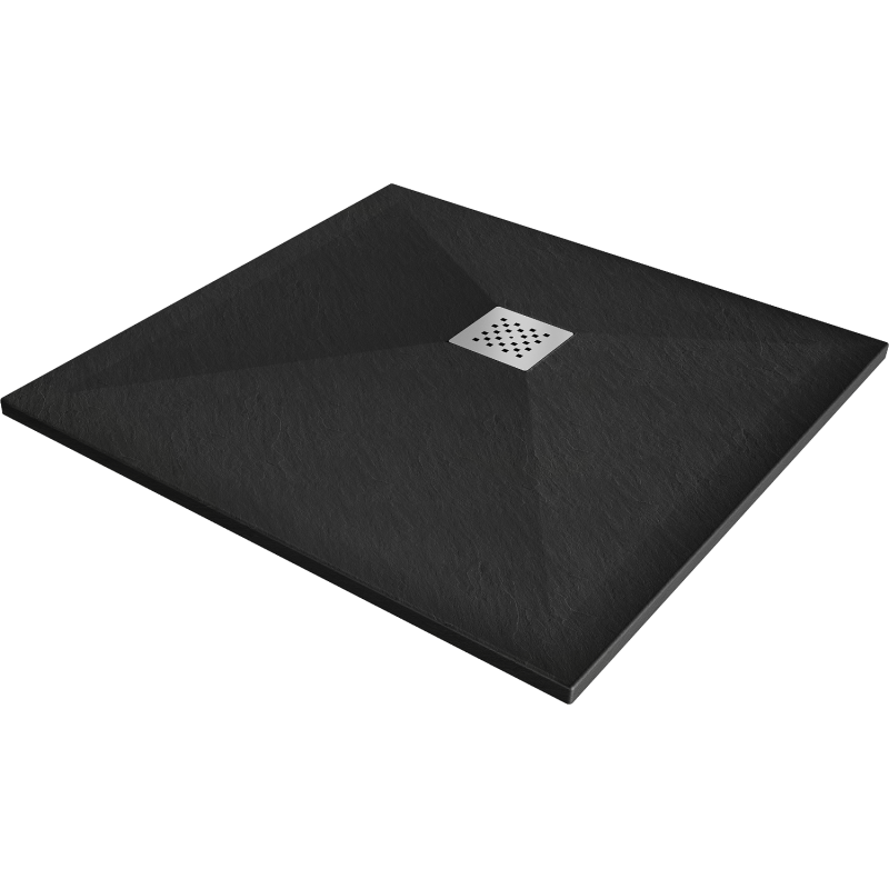 Mexen Stone+ kompozitní čtvercová sprchová vana 70 x 70 cm, Černá - 44707070