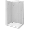Mexen Lima skládací sprchový kout 100 x 80 cm, Průhledné, Chromovaná + sprchová vanička Flat - 856-100-080-01-00-4010