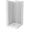 Mexen Pretoria sprchový kout s otočnými dveřmi 70 x 70 cm, Průhledné, Chromovaná + sprchová vanička Flat - 852-070-070-01-00-401