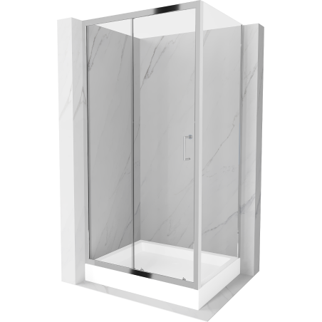 Mexen Apia rozsouvací sprchový kout 100 x 80 cm, Průhledné, Chromovaná + sprchová vanička Rio - 840-100-080-01-00-4510