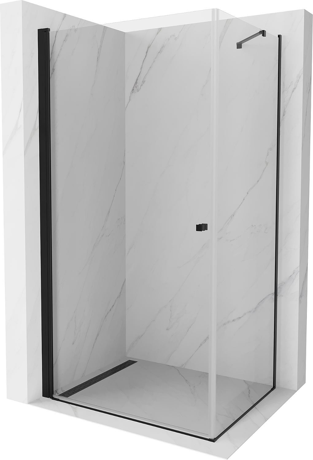 Mexen Pretoria sprchový kout s otočnými dveřmi 90 x 70 cm, Průhledné, Černá - 852-090-070-70-00
