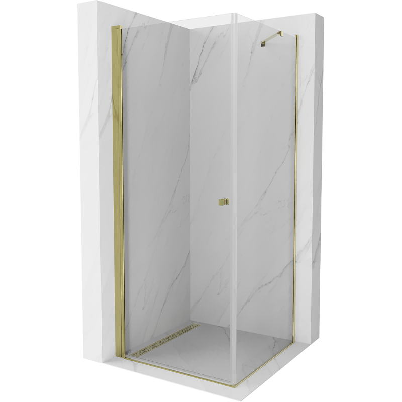 Mexen Pretoria sprchový kout s otočnými dveřmi 70 x 70 cm, Průhledné, Zlatá - 852-070-070-50-00