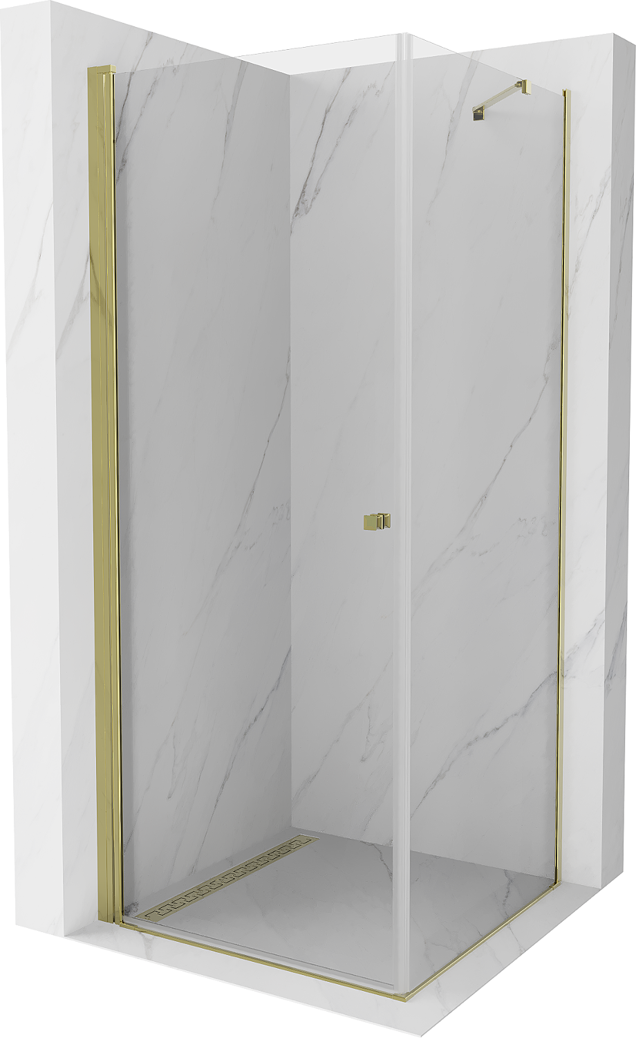 Mexen Pretoria sprchový kout s otočnými dveřmi 90 x 90 cm, Průhledné, Zlatá - 852-090-090-50-00