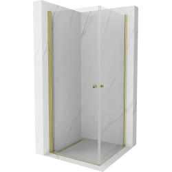 Mexen Pretoria Duo sprchový kout s otočnými dveřmi 80 x 80 cm, Průhledné, Zlatá - 852-080-080-50-00-02