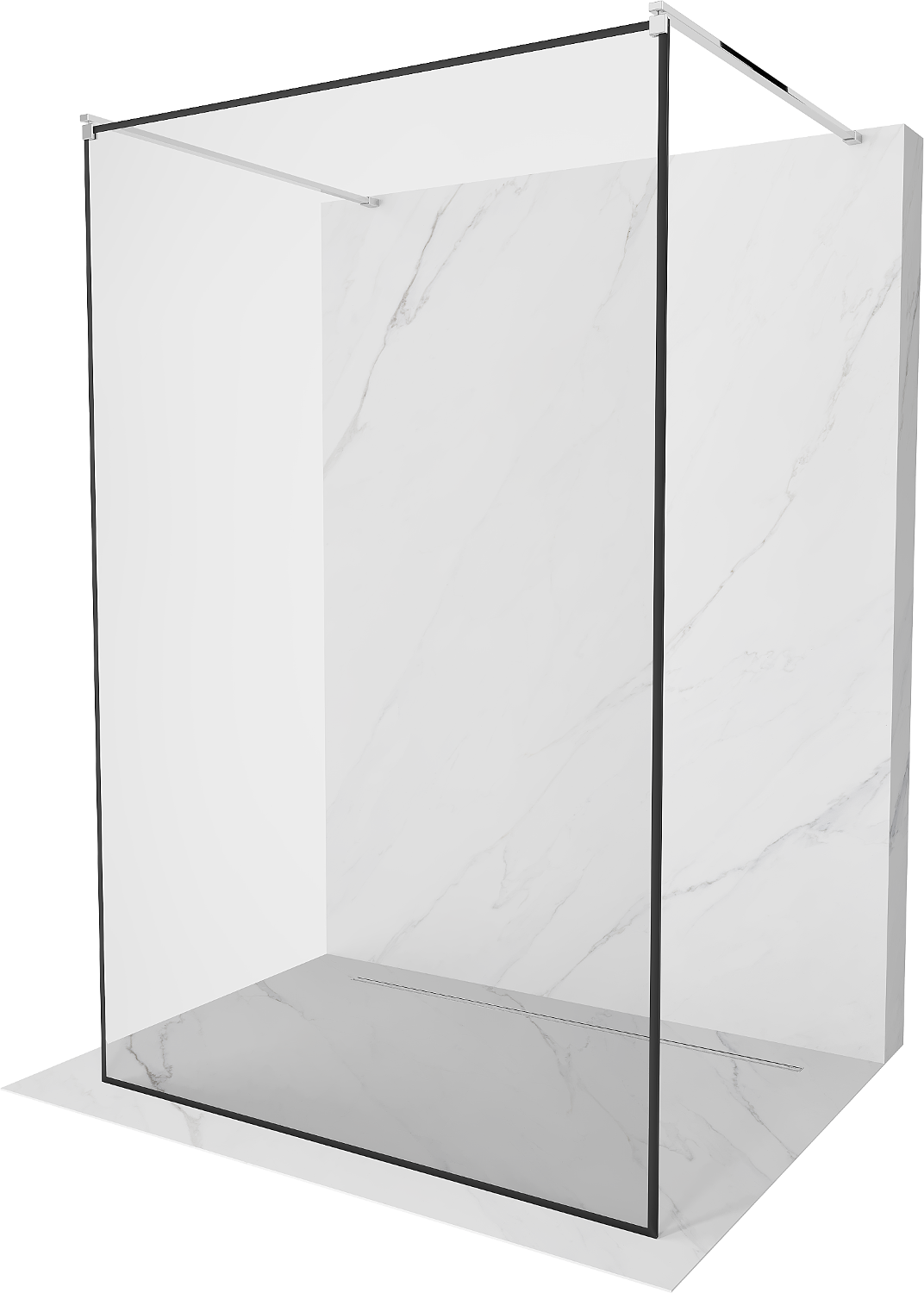 Mexen Kioto volně stojící sprchová zástěna 110 x 200 cm, Průhledné/Černý vzor 8 mm, Chromovaná - 800-110-002-01-70