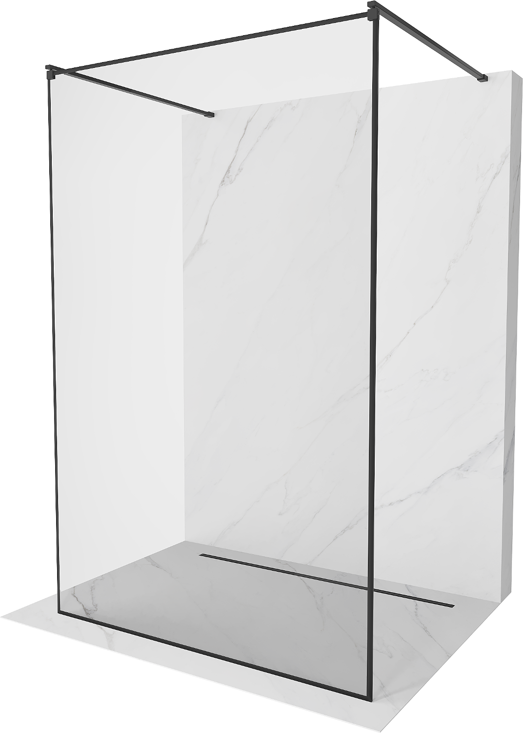 Mexen Kioto volně stojící sprchová zástěna 110 x 200 cm, Průhledné/Černý vzor 8 mm, Černá - 800-110-002-70-70
