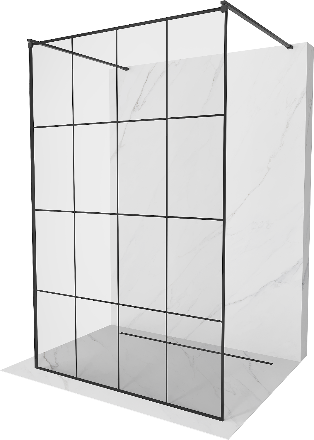 Mexen Kioto volně stojící sprchová zástěna 140 x 200 cm, Průhledné/Černý vzor 8 mm, Černá - 800-140-002-70-77