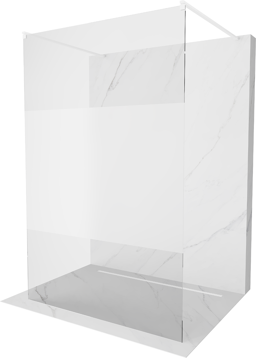 Mexen Kioto volně stojící sprchová zástěna 140 x 200 cm, Průhledné/Vzor jinovatky 8 mm, Bílá - 800-140-002-20-35