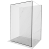 Mexen Kioto volně stojící sprchová zástěna 100 x 200 cm, Průhledné/Černý vzor 8 mm, Bílá - 800-100-002-20-70
