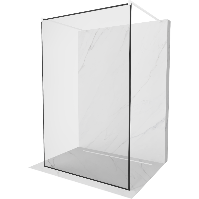 Mexen Kioto volně stojící sprchová zástěna 110 x 200 cm, Průhledné/Černý vzor 8 mm, Bílá - 800-110-002-20-70