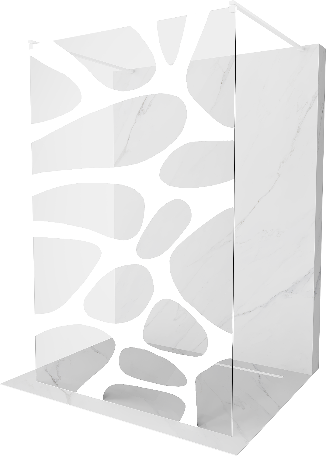 Mexen Kioto volně stojící sprchová zástěna 100 x 200 cm, Průhledné/Bílý vzor 8 mm, Bílá - 800-100-002-20-97