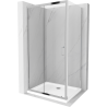 Mexen Apia rozsouvací sprchový kout 100 x 70 cm, Průhledné, Chromovaná + sprchová vanička Flat - 840-100-070-01-00-4010