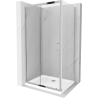 Mexen Apia rozsouvací sprchový kout 100 x 90 cm, Průhledné, Chromovaná + sprchová vanička Flat - 840-100-090-01-00-4010