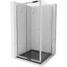 Mexen Apia rozsouvací sprchový kout 90 x 90 cm, Průhledné, Chromovaná + sprchová vanička Flat, Černá - 840-090-090-01-00-4070
