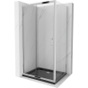 Mexen Apia rozsouvací sprchový kout 120 x 70 cm, Průhledné, Chromovaná + sprchová vanička Flat, Černá - 840-120-070-01-00-4070