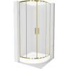 Mexen Rio půlkruhový sprchový kout 70 x 70 cm, Vzor jinovatky, Zlatá + sprchová vanička Rio, Bílá - 863-070-070-50-30-4710
