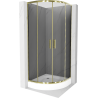 Mexen Rio půlkruhový sprchový kout 80 x 80 cm, Grafitově černá, Zlatá + sprchová vanička Rio, Bílá - 863-080-080-50-40-4710