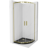Mexen Rio půlkruhový sprchový kout 90 x 90 cm, Průhledné, Zlatá + sprchová vanička Flat, Černá - 863-090-090-50-00-4170G