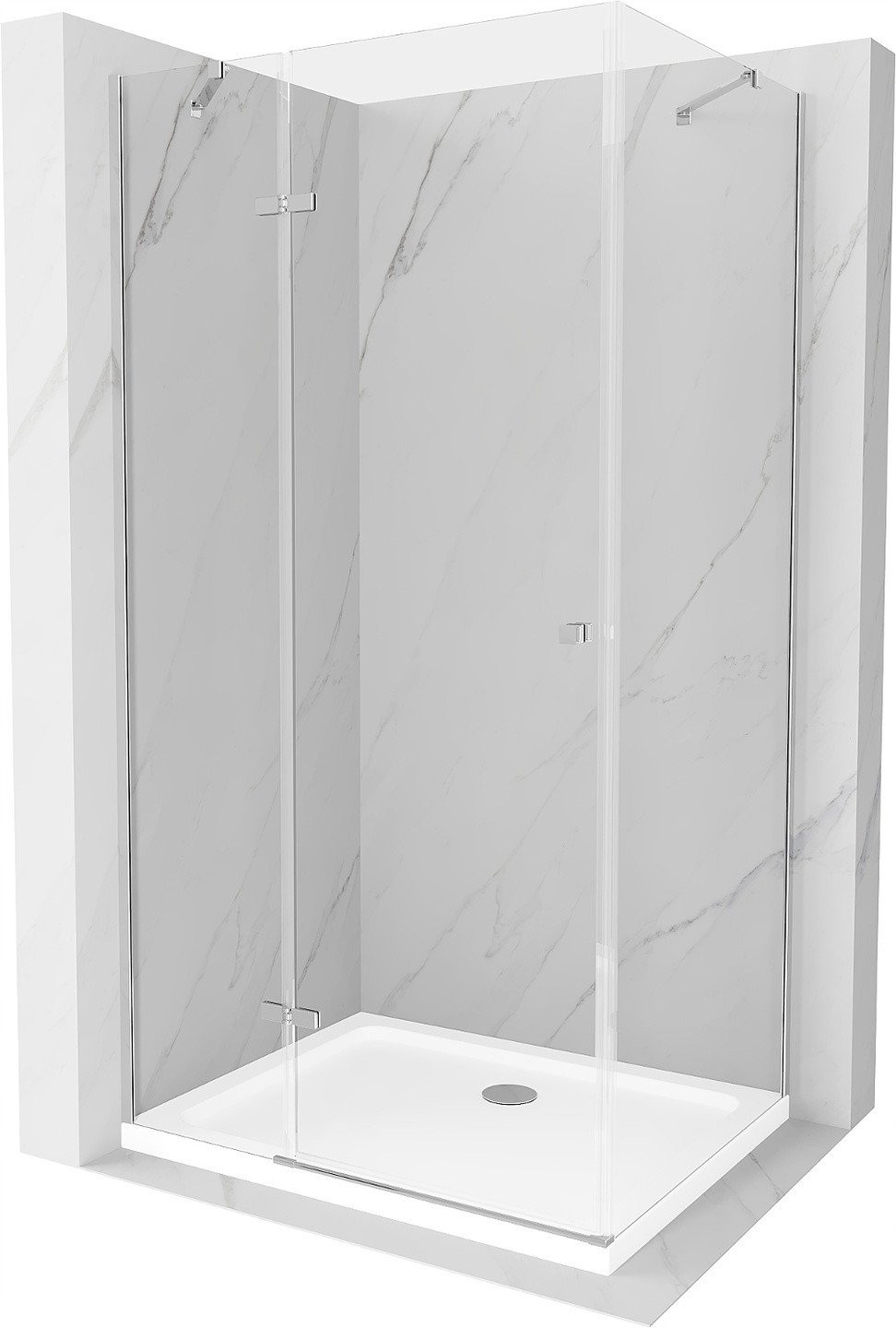 Mexen Roma sprchový kout s otočnými dveřmi 110 x 90 cm, Průhledné, Chromovaná + sprchová vanička Flat - 854-110-090-01-00-4010