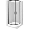Mexen Rio půlkruhový sprchový kout 90 x 90 cm, Průhledné, Černá + sprchová vanička Rio, Bílá - 863-090-090-70-00-4710