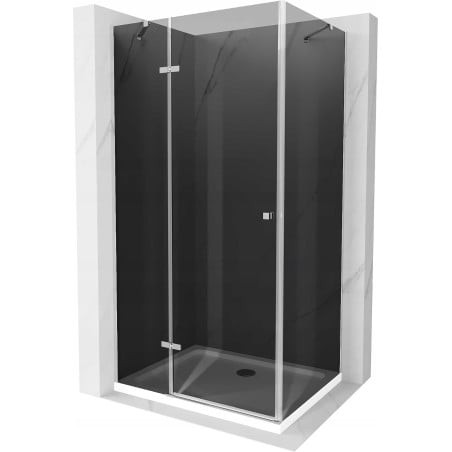 Mexen Roma sprchový kout s otočnými dveřmi 90 x 70 cm, Grafitově černá, Chromovaná + sprchová vanička Flat, Bílá - 854-090-070-0