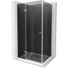 Mexen Roma sprchový kout s otočnými dveřmi 90 x 110 cm, Grafitově černá, Chromovaná + sprchová vanička Flat, Bílá - 854-090-110-
