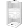 Mexen Rio čtvercový sprchový kout 80 x 80 cm, Pruhy, Chromovaná + sprchová vanička Rio, Bílá - 860-080-080-01-20-4510