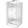 Mexen Rio čtvercový sprchový kout 90 x 90 cm, Pruhy, Chromovaná + sprchová vanička Rio, Bílá - 860-090-090-01-20-4510