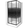 Mexen Rio čtvercový sprchový kout 90 x 90 cm, Pruhy, Černá + sprchová vanička Rio, Bílá - 860-090-090-70-20-4510