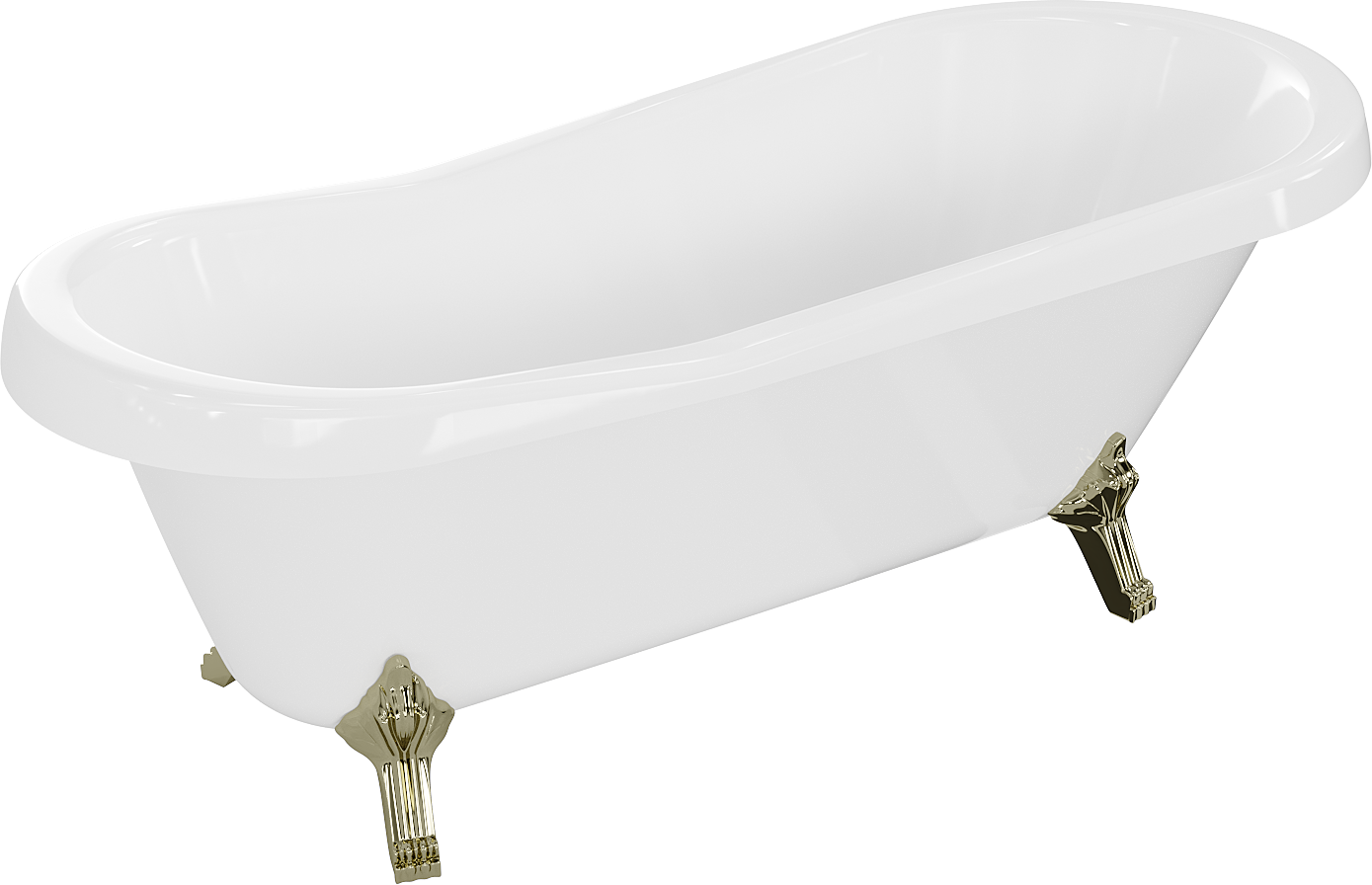 Mexen Retro volně stojící vana 170 x 75 cm, Bílá, Zlaté nožky - 53251707500-50
