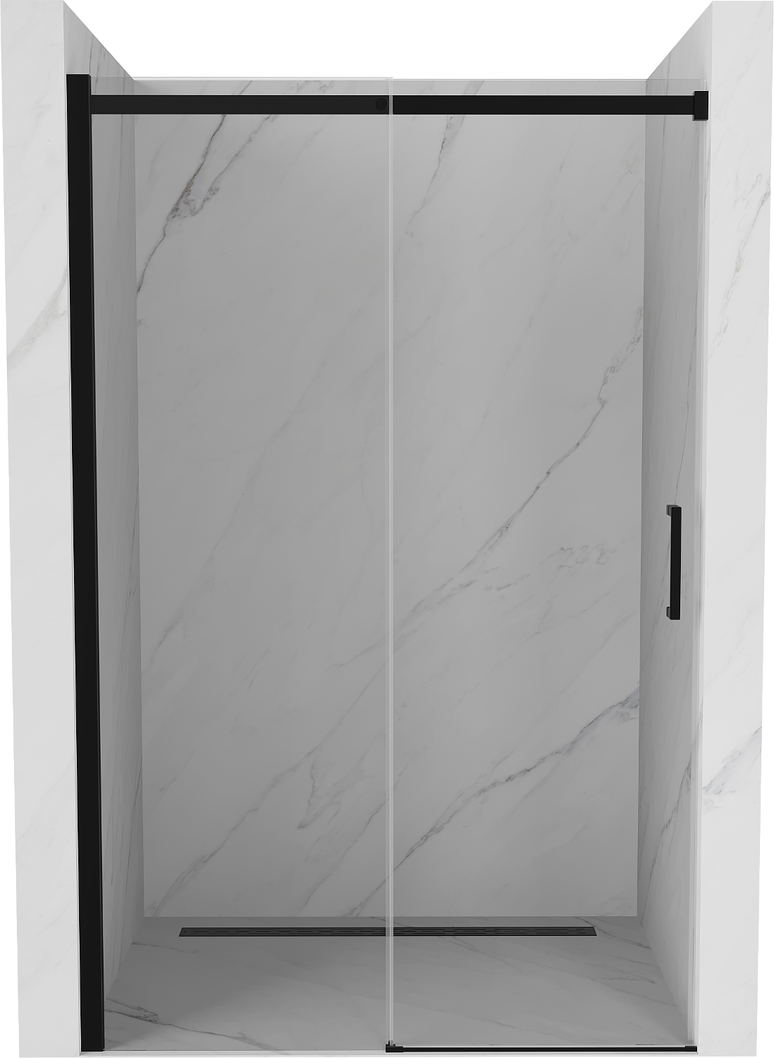 Mexen Omega rozsouvací sprchové dveře 160 cm, Průhledné, Černá - 825-160-000-70-00