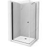 Mexen Pretoria sprchový kout s otočnými dveřmi 90 x 110 cm, průhledné, Černá + vanička do sprchového kouta Flat - 852-090-110-70
