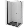 Mexen Pretoria sprchový kout s otočnými dveřmi 70 x 110 cm, průhledné, Černá + vanička do sprchového kouta Flat, Černá - 852-070
