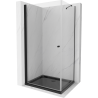 Mexen Pretoria sprchový kout s otočnými dveřmi 80 x 70 cm, průhledné, Černá + vanička do sprchového kouta Flat, Černá - 852-080-