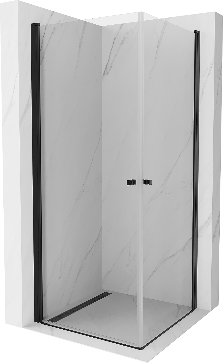 Mexen Pretoria Duo sprchový kout s otočnými dveřmi 100 x 100 cm, průhledné, Černá - 852-100-100-70-00-02